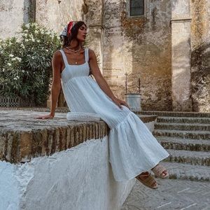 Zara texture weave white midi dress